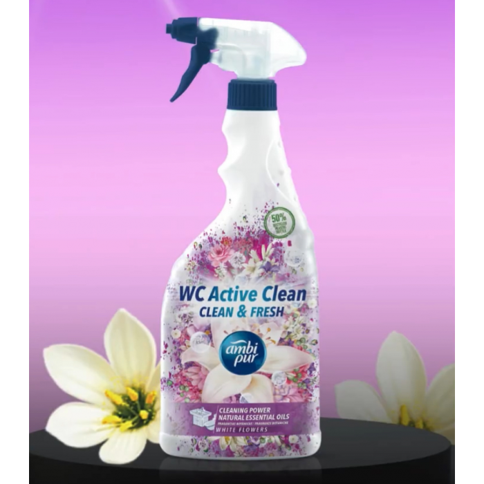 Универсальное средство для чистки туалета и ванной комнаты Ambi Pur WC Botanical Fragrances Белые цветы, 750 мл - 